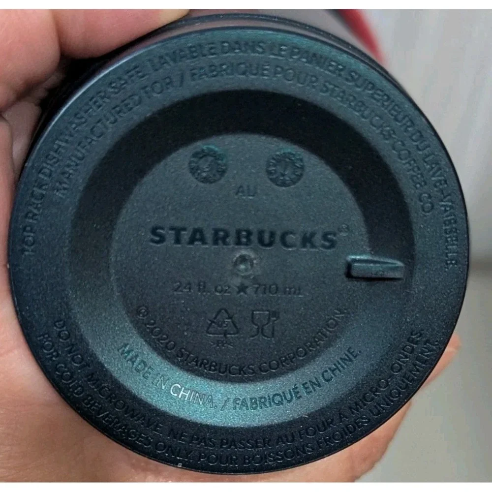 Starbucks‎ Reusable 2020 Holiday/Christmas Cold Cup Lid & Straw Candy Canes/Bows